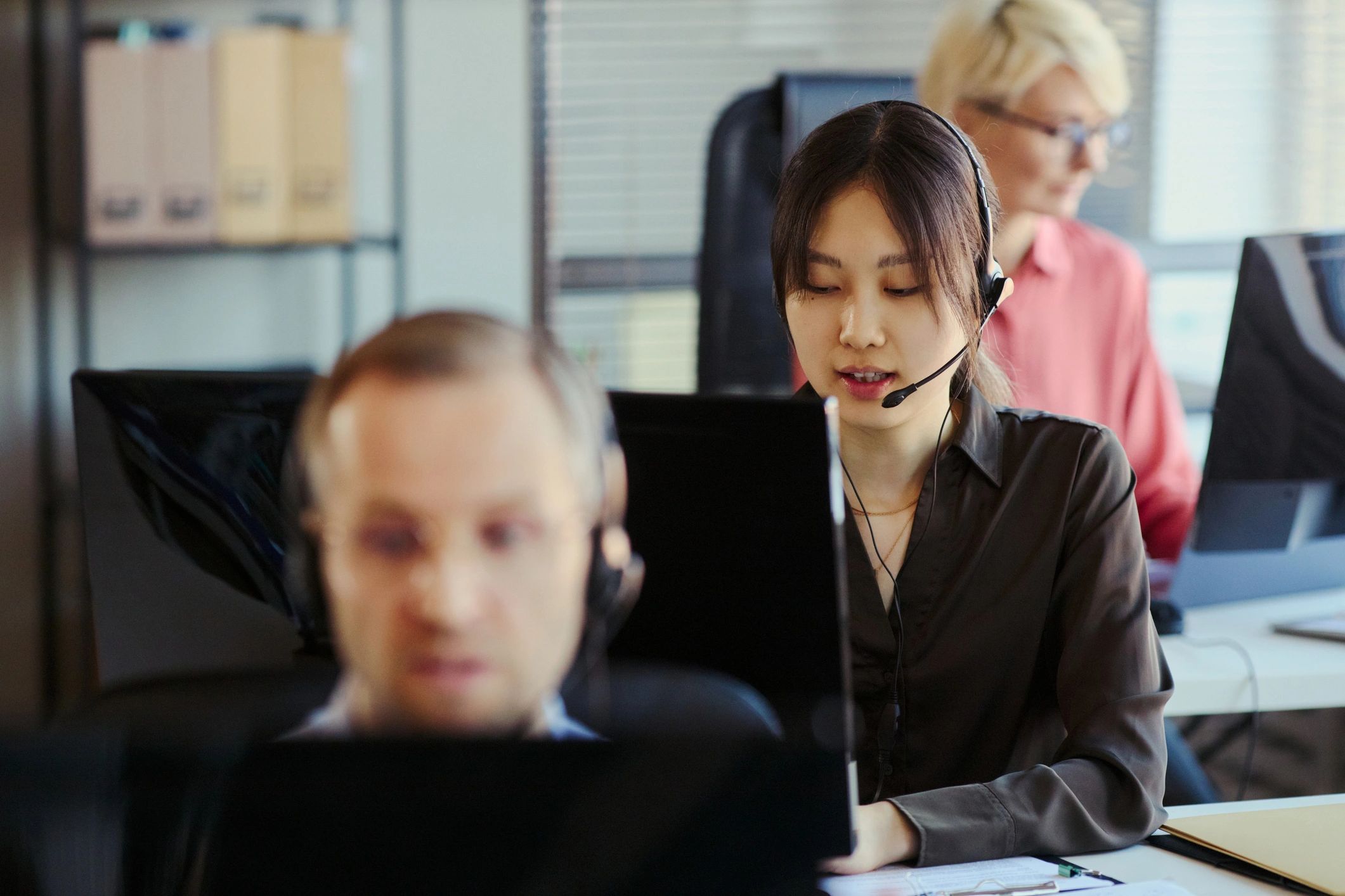 Customer support professional using technology tools